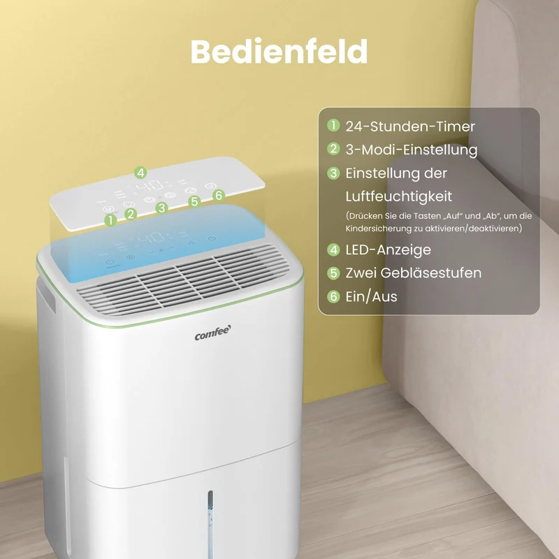 Luftentfeuchter Smart modus ,Timer 24H,Wassertank ,APP-fähig, Weiß