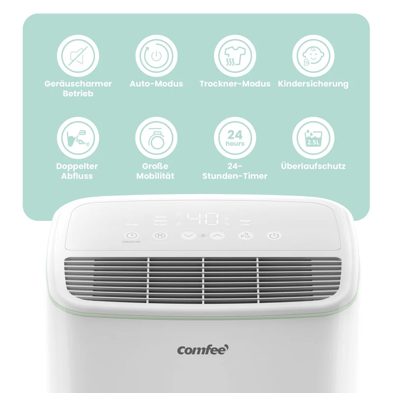 Luftentfeuchter Smart modus ,Timer 24H,Wassertank ,APP-fähig, Weiß