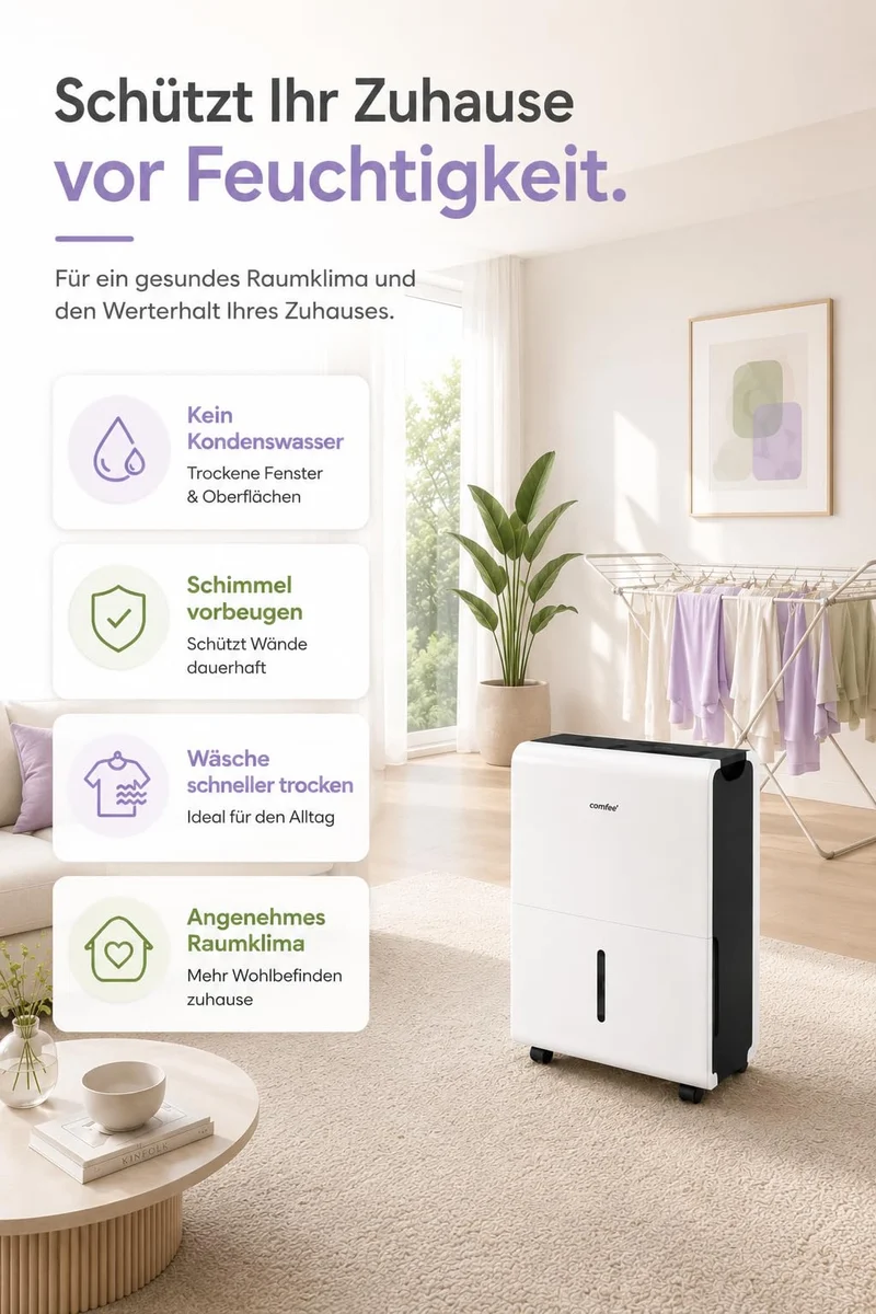 Luftentfeuchter Smart modus ,Timer 24H,Wassertank ,APP-fähig, Weiß