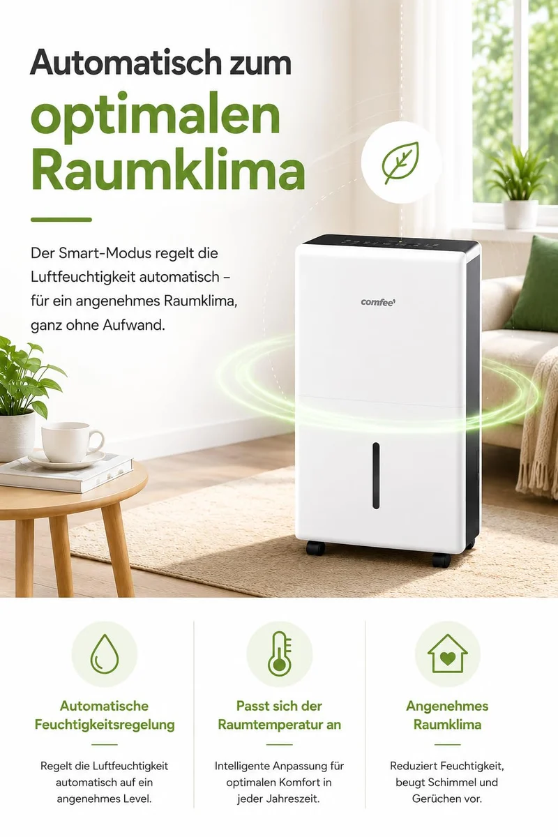 Luftentfeuchter Smart modus ,Timer 24H,Wassertank ,APP-fähig, Weiß