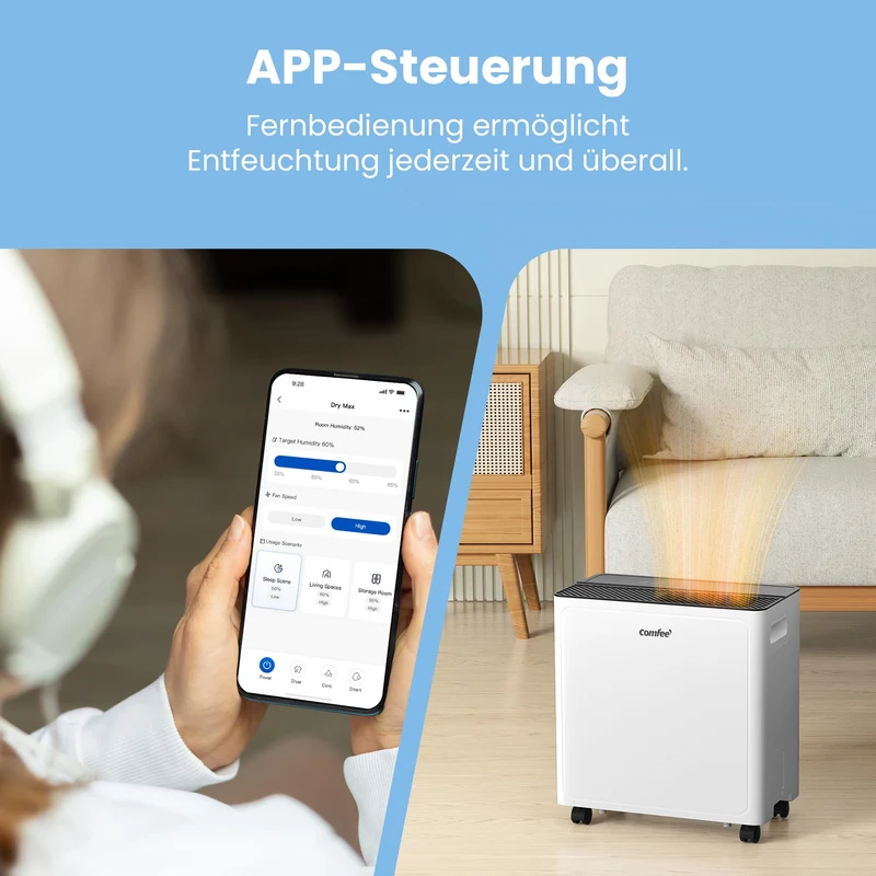Luftentfeuchter Smart modus ,Timer 24H,Wassertank ,APP-fähig, Weiß
