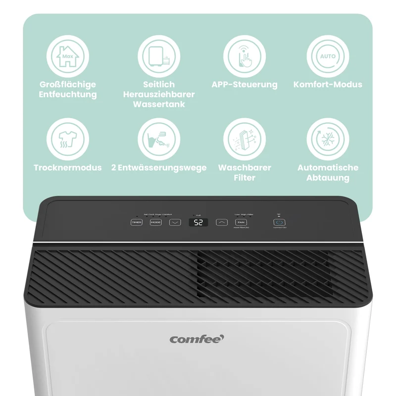Luftentfeuchter Smart modus ,Timer 24H,Wassertank ,APP-fähig, Weiß