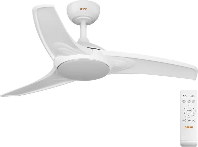 Osram LED-Deckenventilator Weiß, leise, Fernbedienung | Ceiling fan Sudestada, Ceiling Fans with Lighting, Weiß, 450 mm dia, 50000 h, 1-Pack