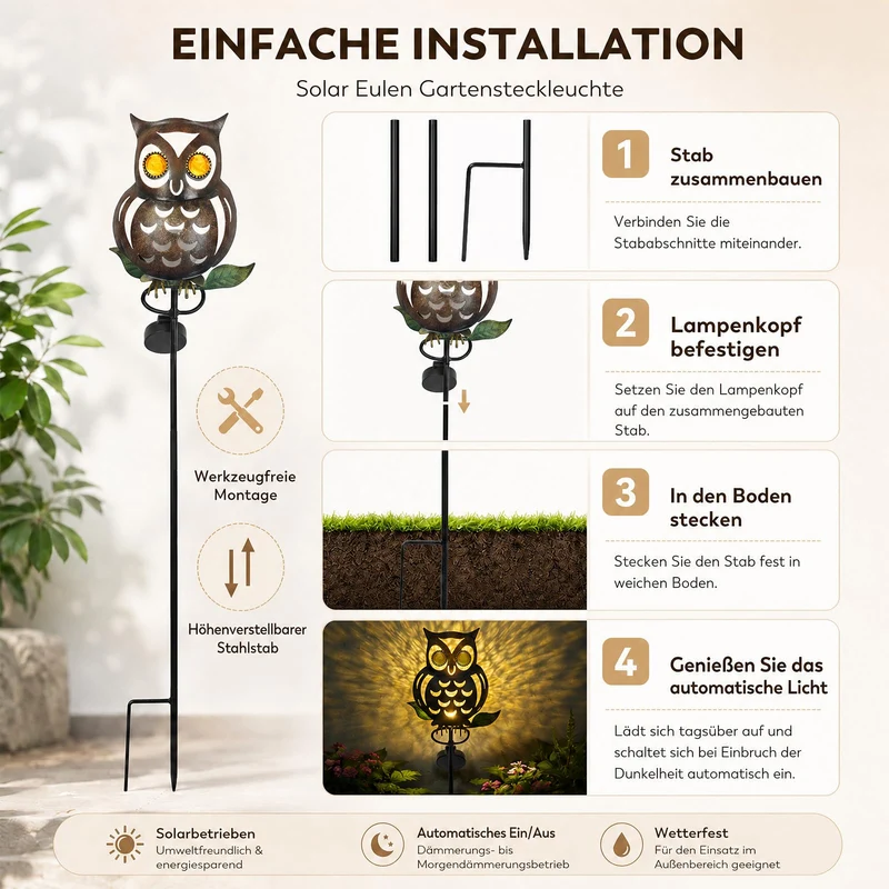 Solarleuchten Garten Schilf, Solarlampen für Außen, Wasserdichte Gartendeko für Draußen, Solar Deko für Rasen Gehweg Balkon Terrassen Landschaft Wegbeleuchtung