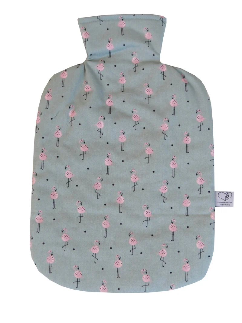 Wärmflasche 2 Liter salbei rosa Flamingos