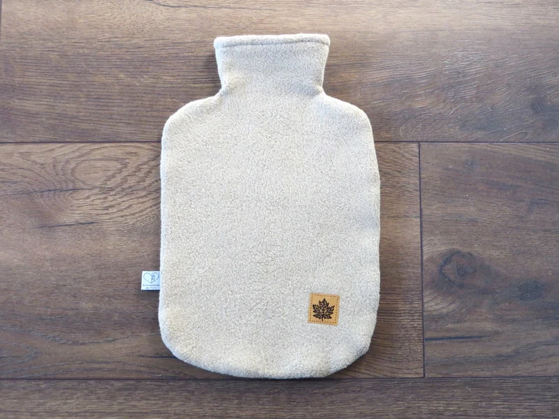 Wärmflasche 2 Liter hellbraun Teddyplüsch Baumwolle