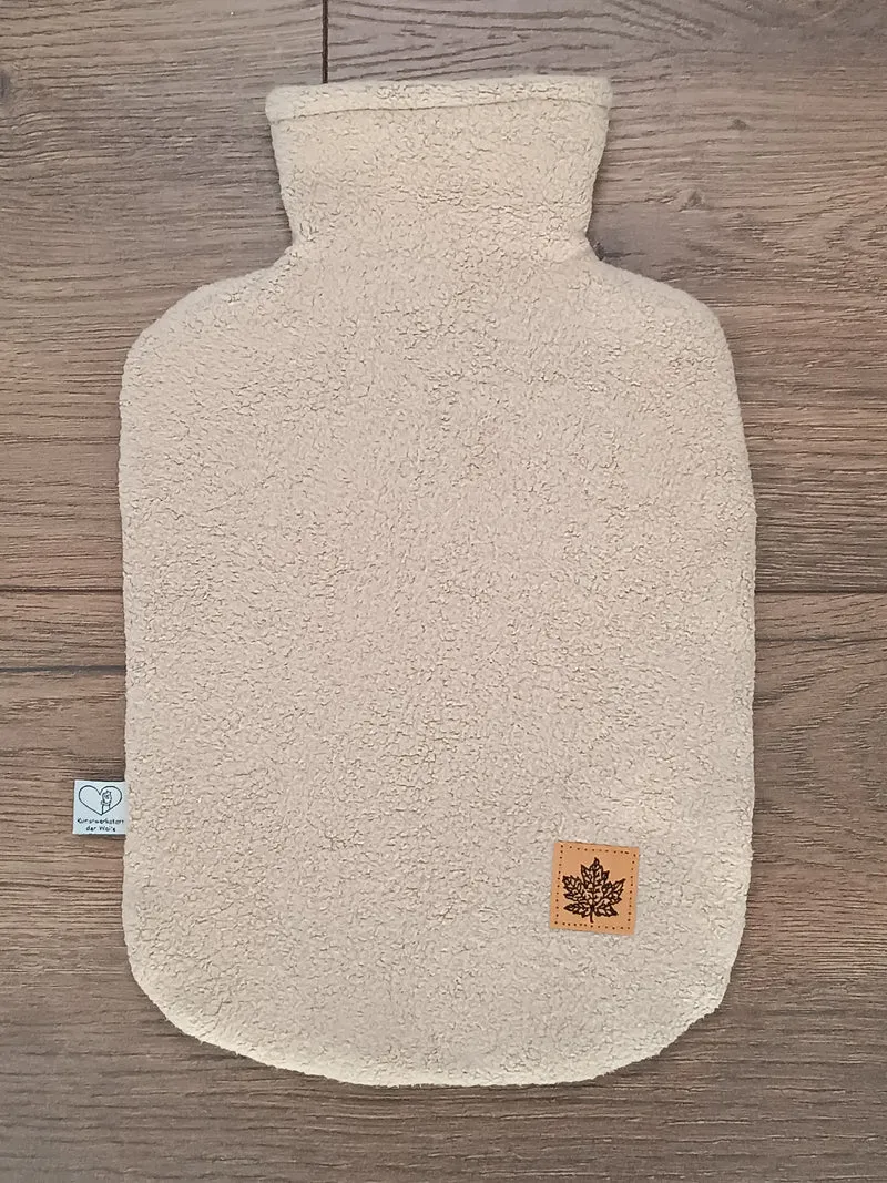 Wärmflasche 2 Liter hellbraun Teddyplüsch Baumwolle