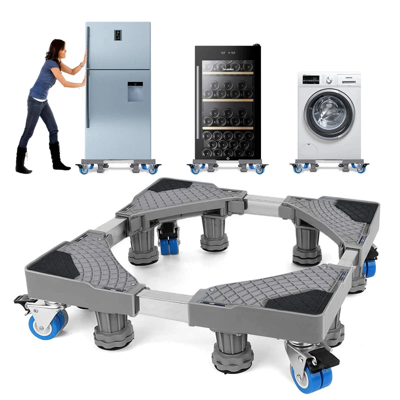 Waschmaschinen Untergestell mit 4 Füßen für Waschwaschine,Kühlschrank und Trockner,Verstellbare Waschmaschinensockel mit Rutschfester Stoßdämpfungsfunktion,(Einstellbare:42-65cm) | Verstellbare Breite 42-65cm Waschmaschinensockel mit Rutschfester St