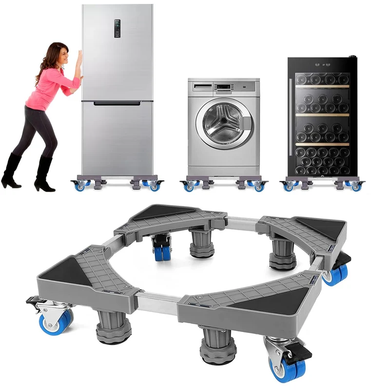 Waschmaschinen Untergestell mit 4 Füßen für Waschwaschine,Kühlschrank und Trockner,Verstellbare Waschmaschinensockel mit Rutschfester Stoßdämpfungsfunktion,(Einstellbare:42-65cm) | Verstellbare Breite 42-65cm Waschmaschinensockel mit Rutschfester St