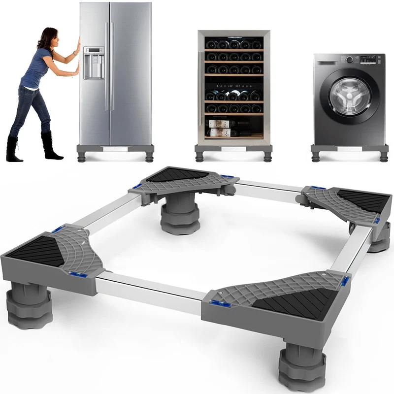 Waschmaschinen Untergestell mit 4 Füßen für Waschwaschine,Kühlschrank und Trockner,Verstellbare Waschmaschinensockel mit Rutschfester Stoßdämpfungsfunktion,(Einstellbare:42-65cm) | Verstellbare Breite 42-65cm Waschmaschinensockel mit Rutschfester St
