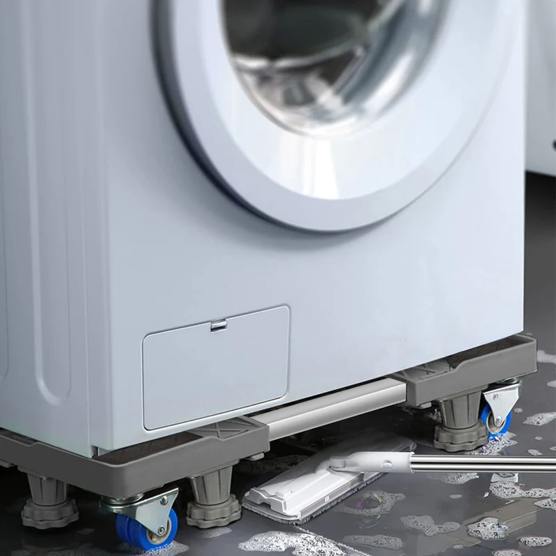 Waschmaschinen Untergestell mit 4 Füßen für Waschwaschine,Kühlschrank und Trockner,Verstellbare Waschmaschinensockel mit Rutschfester Stoßdämpfungsfunktion,(Einstellbare:42-65cm) | Verstellbare Breite 42-65cm Waschmaschinensockel mit Rutschfester St