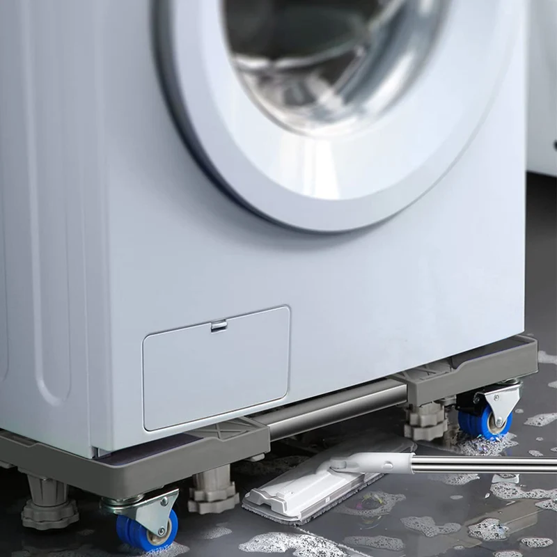 Waschmaschinen Untergestell mit 4 Füßen für Waschwaschine,Kühlschrank und Trockner,Verstellbare Waschmaschinensockel mit Rutschfester Stoßdämpfungsfunktion,(Einstellbare:42-65cm) | Verstellbare Breite 42-65cm Waschmaschinensockel mit Rutschfester St