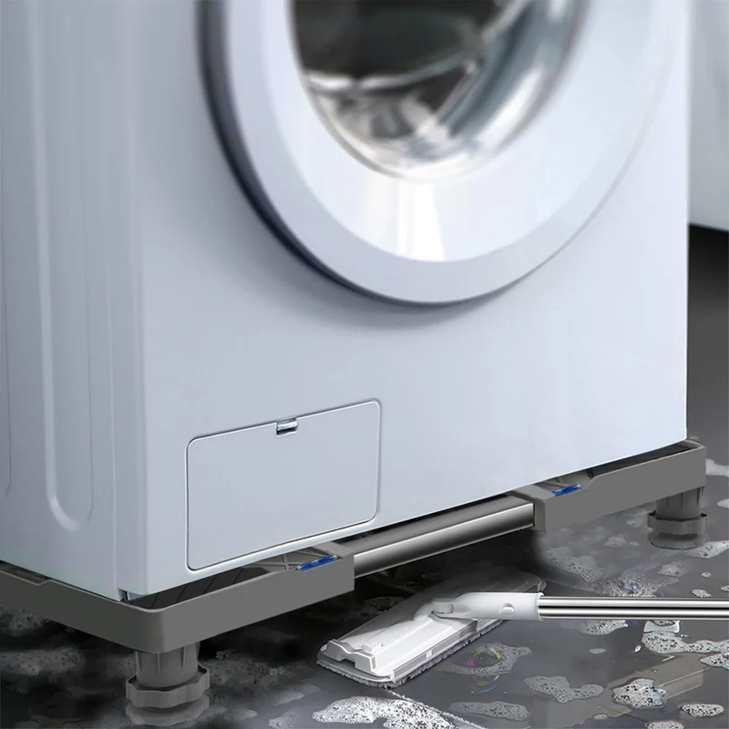 Waschmaschinen Untergestell mit 4 Füßen für Waschwaschine,Kühlschrank und Trockner,Verstellbare Waschmaschinensockel mit Rutschfester Stoßdämpfungsfunktion,(Einstellbare:42-65cm) | Verstellbare Breite 42-65cm Waschmaschinensockel mit Rutschfester St