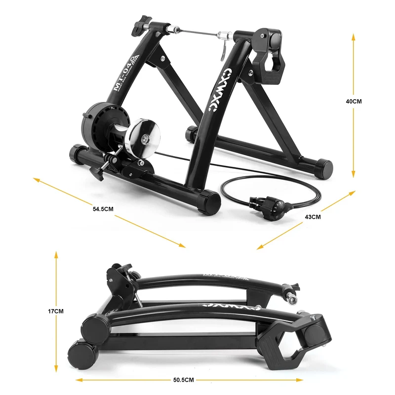 Fahrrad Rollentrainer, Klappbar Stahl Bike Trainer mit Schnellspanner Vorderradunterlage Radtrainer für 26-29 Zoll Fahrradtraining Fahrradfahren Zuhause Indoor