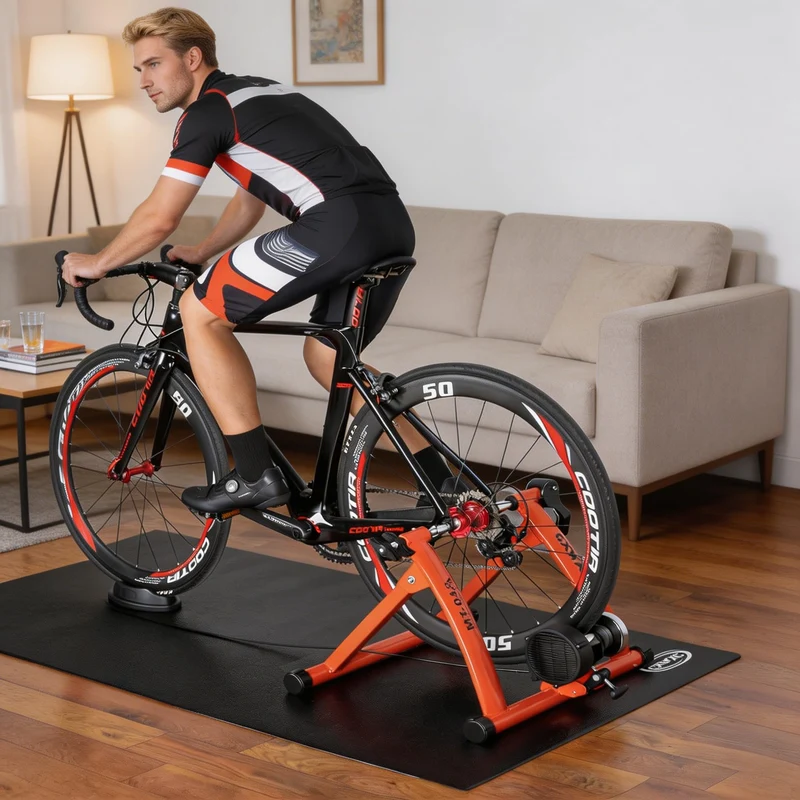 Fahrrad Rollentrainer, Klappbar Stahl Bike Trainer mit Schnellspanner Vorderradunterlage Radtrainer für 26-29 Zoll Fahrradtraining Fahrradfahren Zuhause Indoor