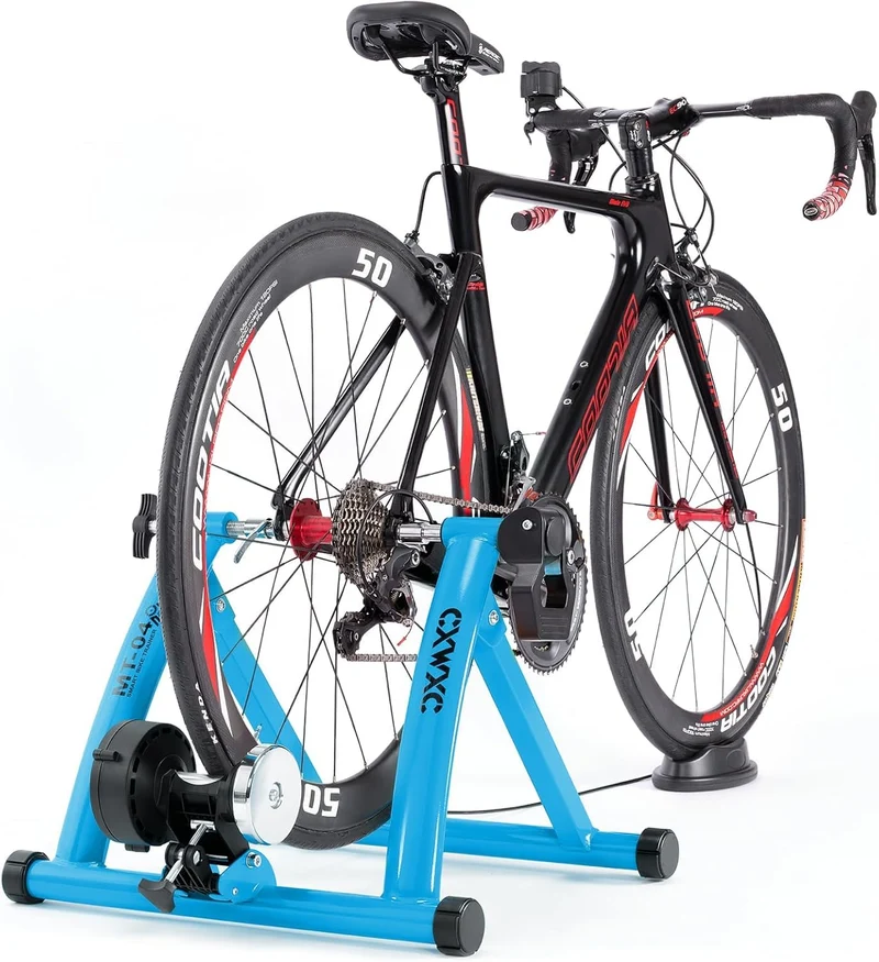 Fahrrad Rollentrainer, Klappbar Stahl Bike Trainer mit Schnellspanner Vorderradunterlage Radtrainer für 26-29 Zoll Fahrradtraining Fahrradfahren Zuhause Indoor