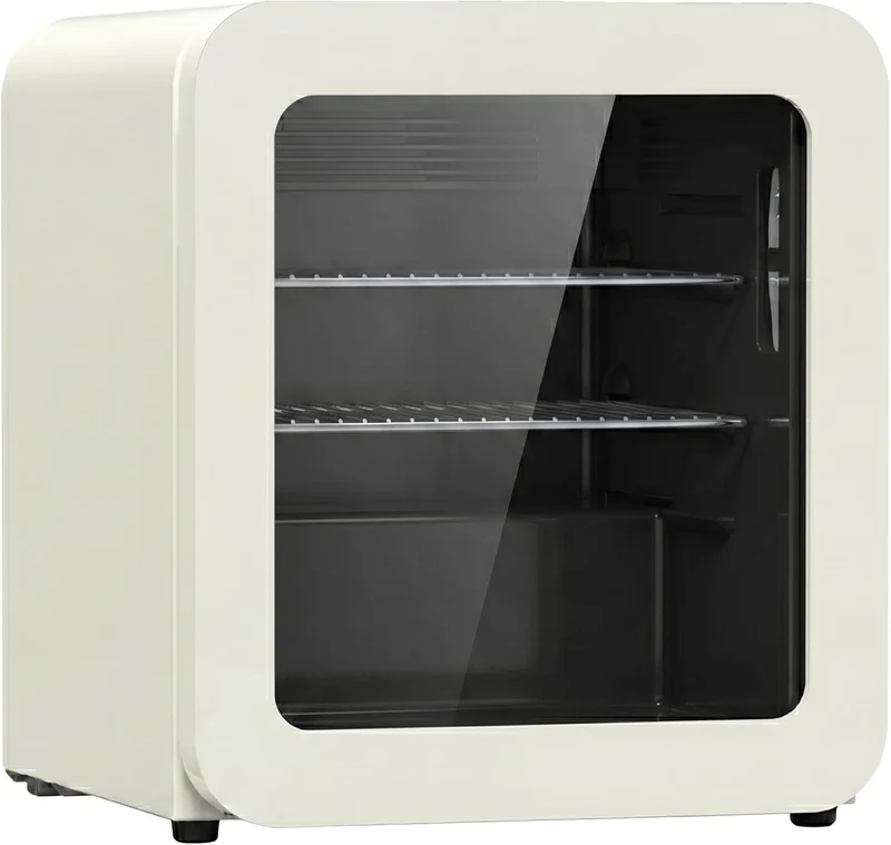 Retro Kühlschrank 48L Creme – Kompakter Mini Kühlschrank für Zuhause, Büro, Kiosk & Gastronomie – Leiser Getränkekühlschrank für Küche, Home Office, Gaming Room & Hotel