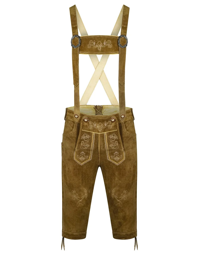 Oktoberfest Kostümset für Herren (Hose + Hemd + Schuhe + Socken) Bayerische Lederhosen, Traditionelle Hosen / NEU & Originalverpackt!