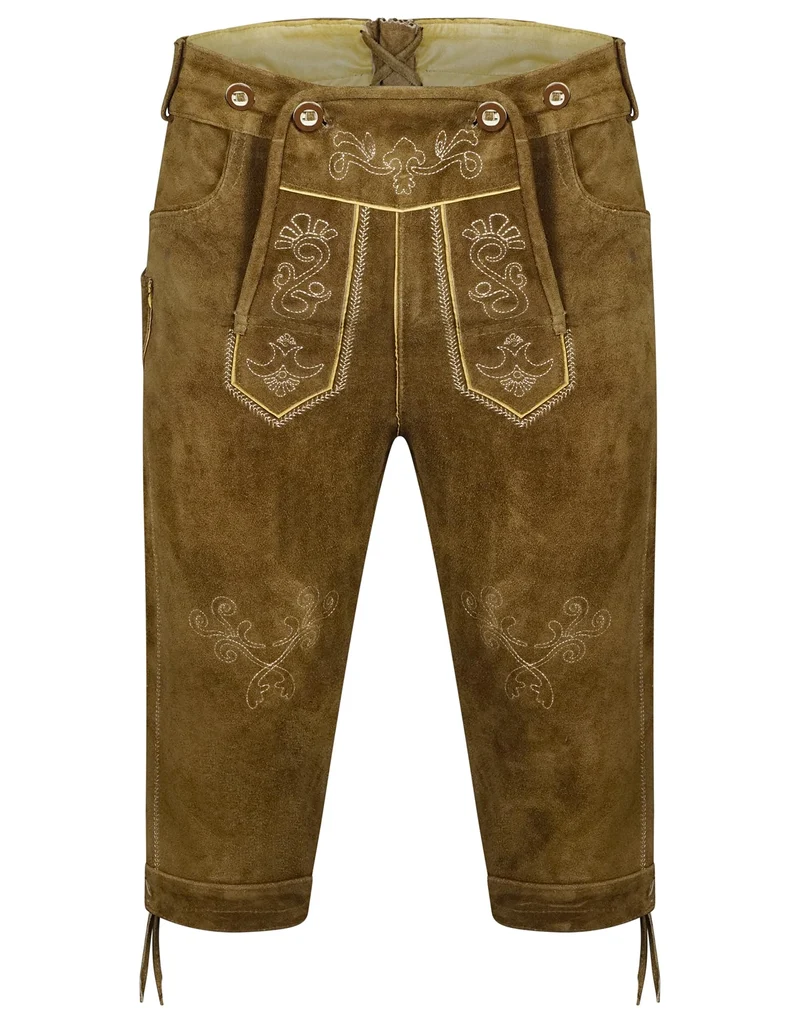 Oktoberfest Kostümset für Herren (Hose + Hemd + Schuhe + Socken) Bayerische Lederhosen, Traditionelle Hosen / NEU & Originalverpackt!
