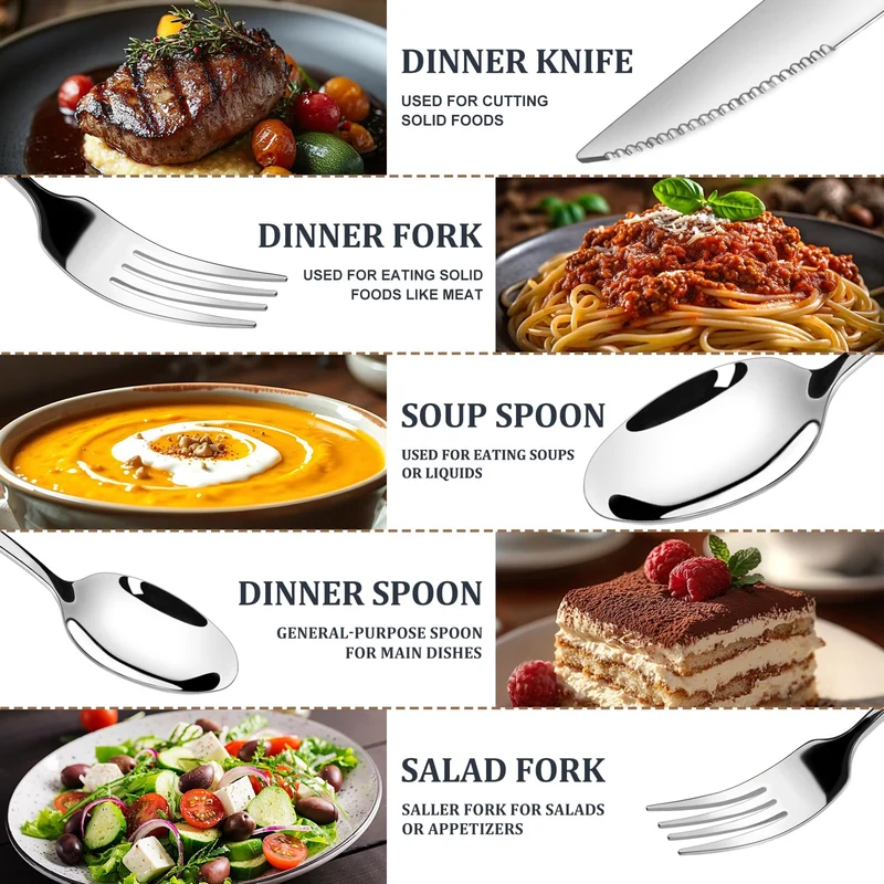 Besteck Set Schwarz für 8 Personen, 48-teiliges Edelstahlbesteckset mit Steakmesser, elegantes Besteck mit Messer, Gabel, Löffel, Besteck für Küche/Restaurant