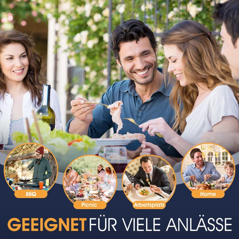 Besteck Set Schwarz für 8 Personen, 48-teiliges Edelstahlbesteckset mit Steakmesser, elegantes Besteck mit Messer, Gabel, Löffel, Besteck für Küche/Restaurant