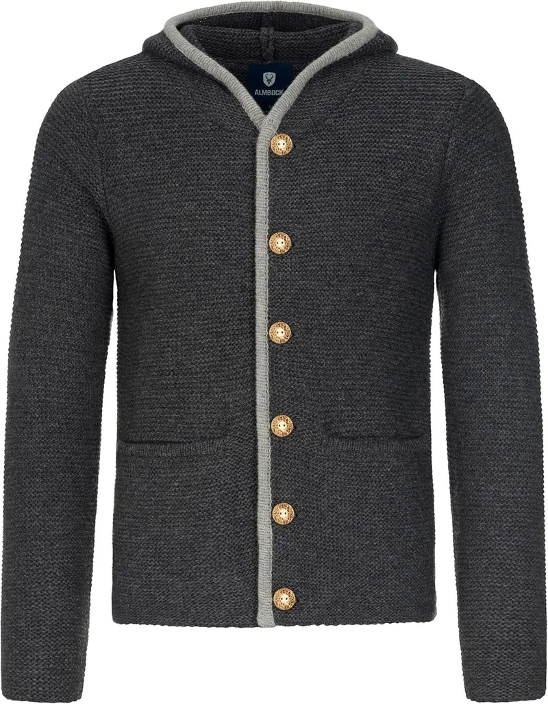 Herren Kostümjacke mit Hood - Kostüm Hoodie für Männer in Schwarz / Anthrazit und Grau und Braun - Traditionelle Strickjacke in S, M, L, XL, XXL, XXXL