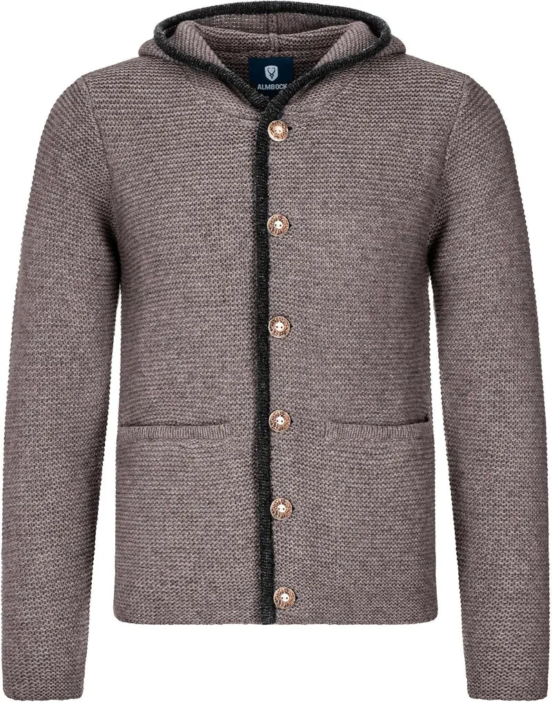 Herren Kostümjacke mit Hood - Kostüm Hoodie für Männer in Schwarz / Anthrazit und Grau und Braun - Traditionelle Strickjacke in S, M, L, XL, XXL, XXXL