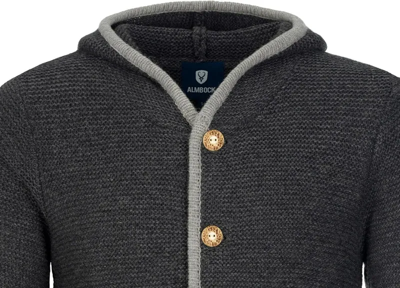 Herren Kostümjacke mit Hood - Kostüm Hoodie für Männer in Schwarz / Anthrazit und Grau und Braun - Traditionelle Strickjacke in S, M, L, XL, XXL, XXXL