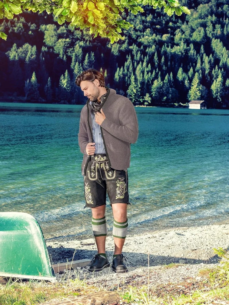 Herren Kostümjacke mit Hood - Kostüm Hoodie für Männer in Schwarz / Anthrazit und Grau und Braun - Traditionelle Strickjacke in S, M, L, XL, XXL, XXXL