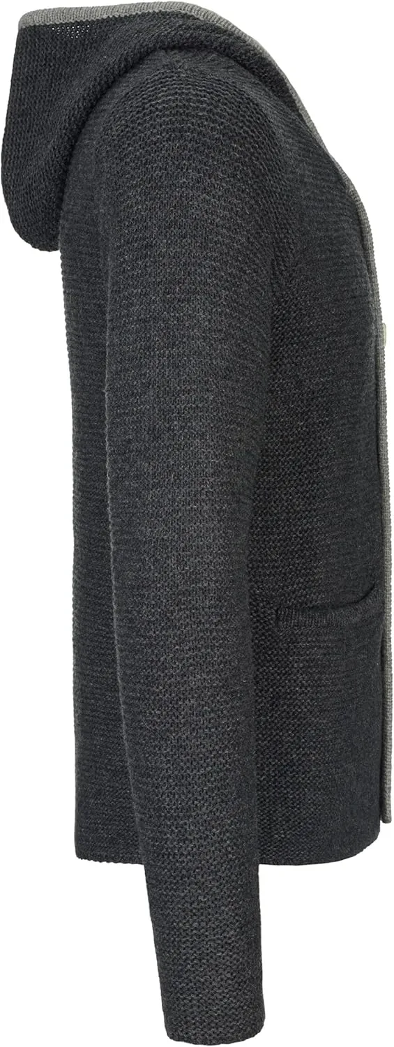 Herren Kostümjacke mit Hood - Kostüm Hoodie für Männer in Schwarz / Anthrazit und Grau und Braun - Traditionelle Strickjacke in S, M, L, XL, XXL, XXXL