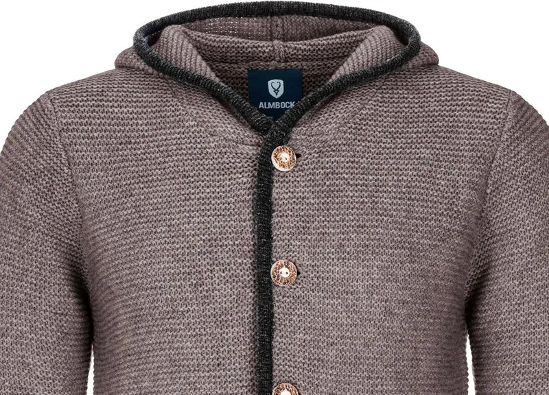 Herren Kostümjacke mit Hood - Kostüm Hoodie für Männer in Schwarz / Anthrazit und Grau und Braun - Traditionelle Strickjacke in S, M, L, XL, XXL, XXXL