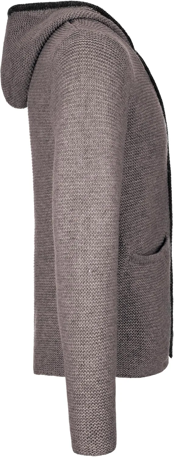 Herren Kostümjacke mit Hood - Kostüm Hoodie für Männer in Schwarz / Anthrazit und Grau und Braun - Traditionelle Strickjacke in S, M, L, XL, XXL, XXXL