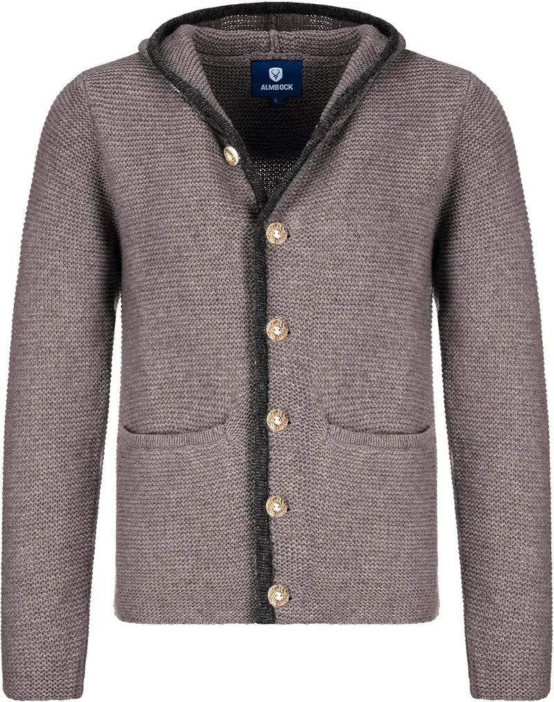 Herren Kostümjacke mit Hood - Kostüm Hoodie für Männer in Schwarz / Anthrazit und Grau und Braun - Traditionelle Strickjacke in S, M, L, XL, XXL, XXXL