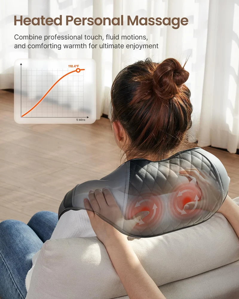 Massagegerät Schulter Nackenmassagegerät mit Wärme, Shiatsu Massagegerät mit 3D-Massage von tiefem Gewebe, Massage für Nacken, Rücken, Beine, Füße, Geschenke für Frauen, Geschenke für Männer