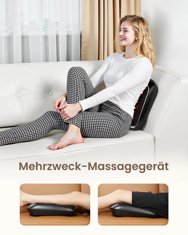 Massagegerät Schulter Nackenmassagegerät mit Wärme, Shiatsu Massagegerät mit 3D-Massage von tiefem Gewebe, Massage für Nacken, Rücken, Beine, Füße, Geschenke für Frauen, Geschenke für Männer