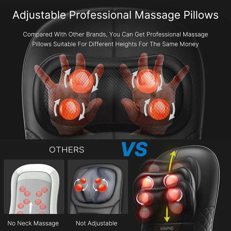 Massagegerät Schulter Nackenmassagegerät mit Wärme, Shiatsu Massagegerät mit 3D-Massage von tiefem Gewebe, Massage für Nacken, Rücken, Beine, Füße, Geschenke für Frauen, Geschenke für Männer