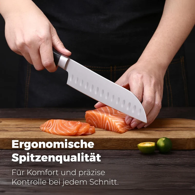19-teiliges Premium-Küchenmesserset mit Holzblock, Master Maison Besteck aus deutschem Edelstahl mit Messerschärfer und 8 Steakmessern
