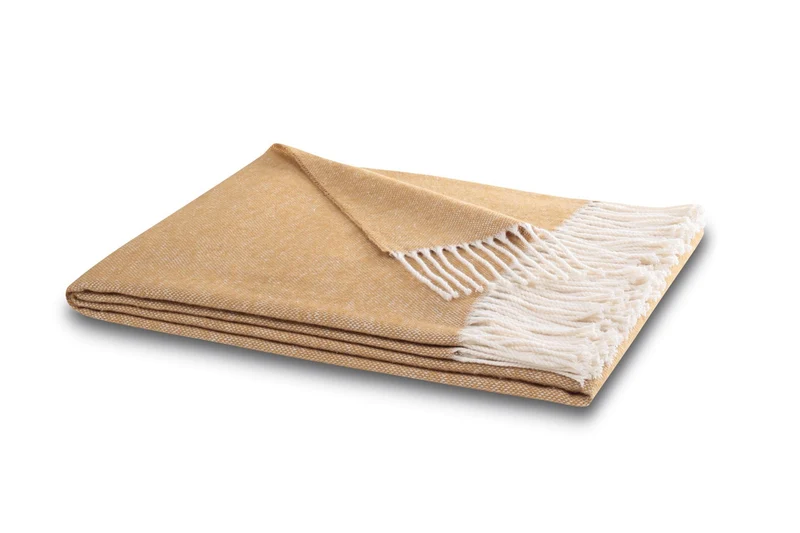 Biederlack Fransenplaid Structure 130x170 camel