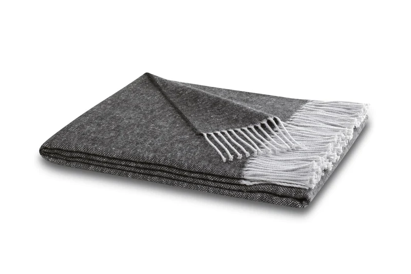 Biederlack Fransenplaid Structure 130x170 anthracite