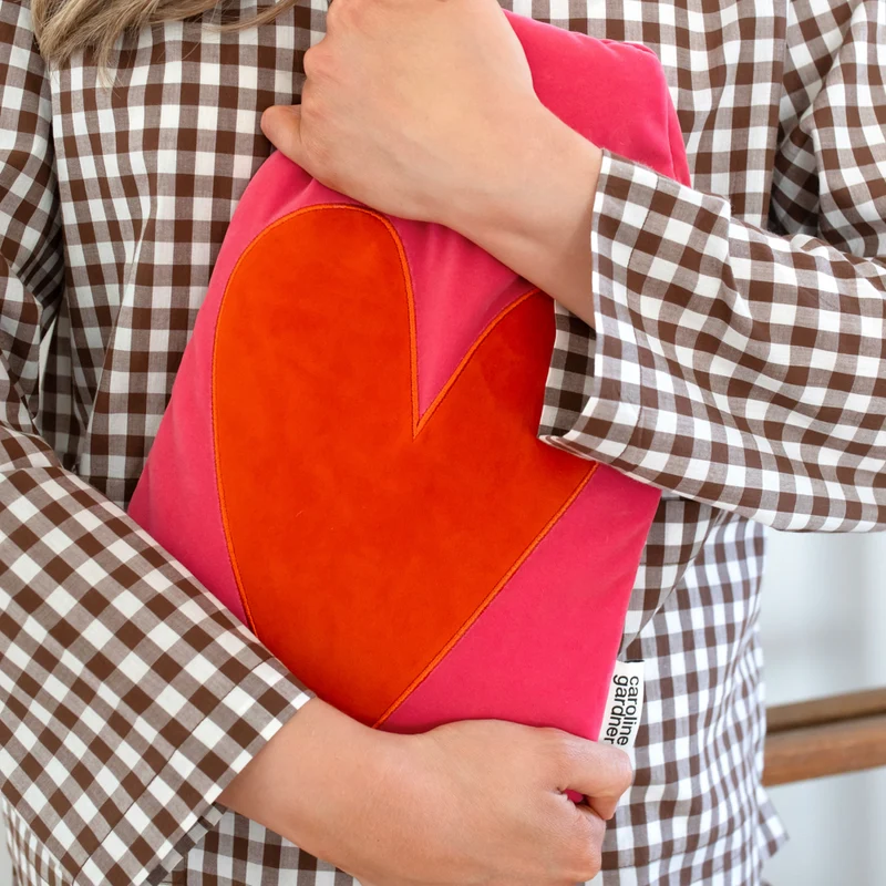 Pink & Orange Heart Velvet Hot Water Bottle