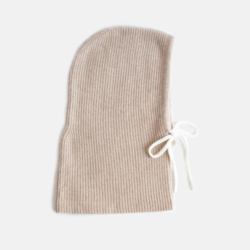 Taupe Cashmere Balaclava Hood