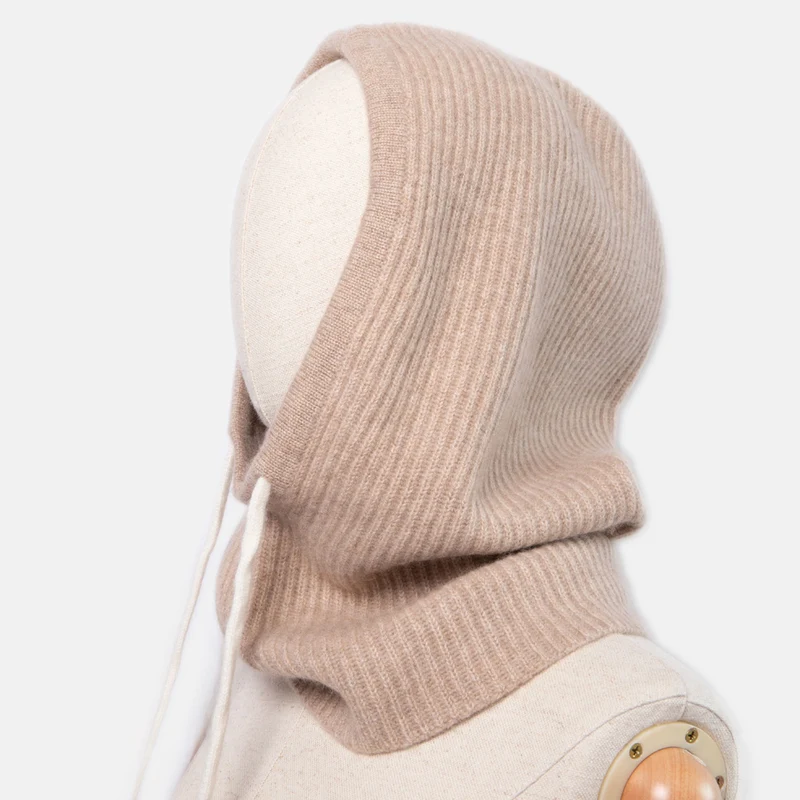 Taupe Cashmere Balaclava Hood
