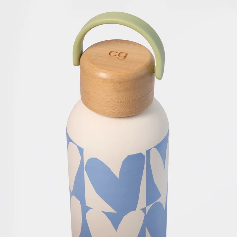 Blue Checkmate Hearts Stainless Steel Water Bottle