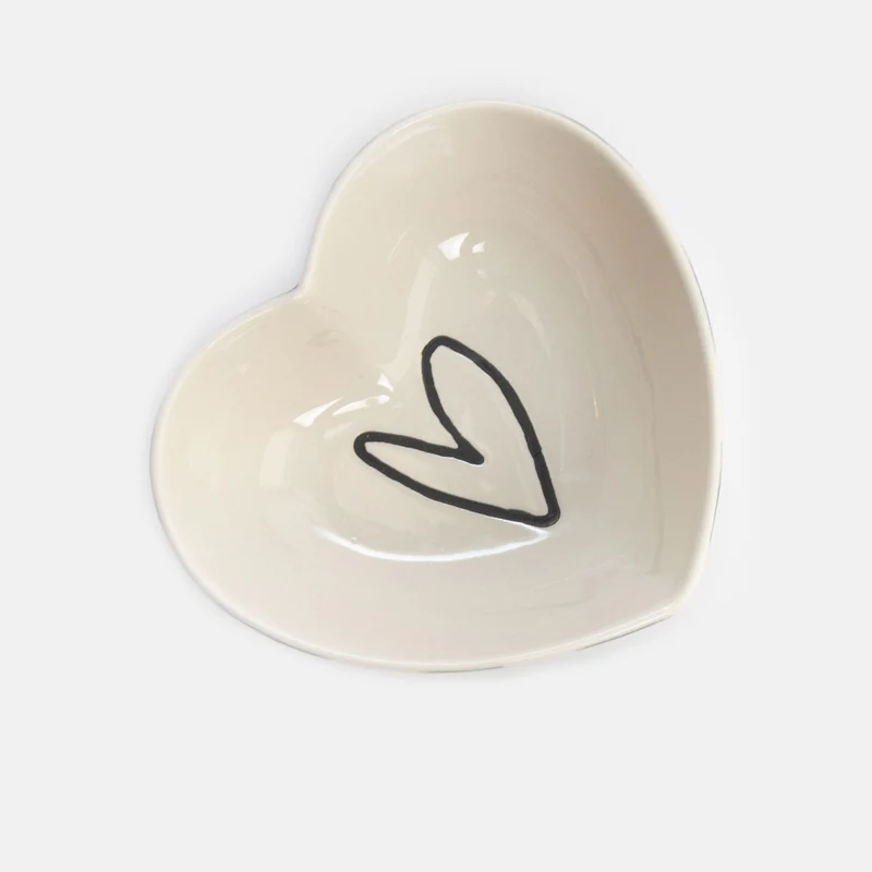 Green & Pink Stripe Heart Bowl