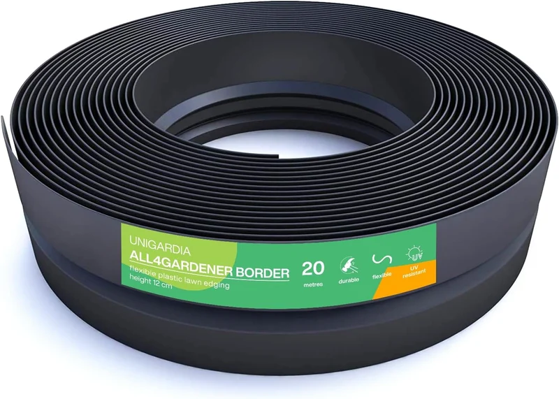 Flexible Rasenkante Kunststoff - Robustes Stay-in-Place Design - Sehr Gut zu Verarbeiten, Min. 30 Jahre Lebensdauer, Unsichtbar - Beeteinfassung aus 100% recyceltem Plastik