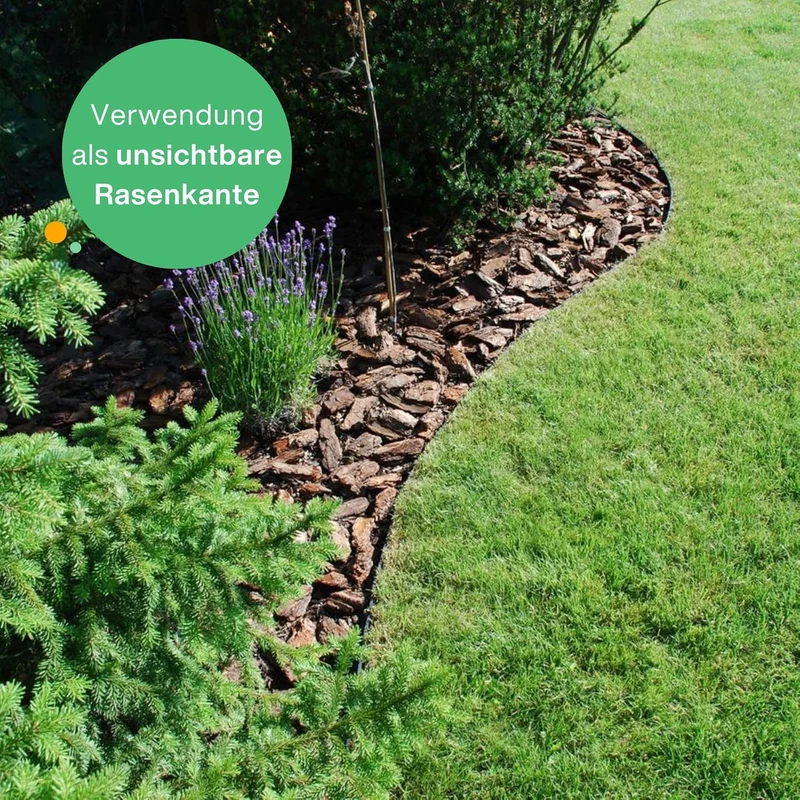 Flexible Rasenkante Kunststoff - Robustes Stay-in-Place Design - Sehr Gut zu Verarbeiten, Min. 30 Jahre Lebensdauer, Unsichtbar - Beeteinfassung aus 100% recyceltem Plastik