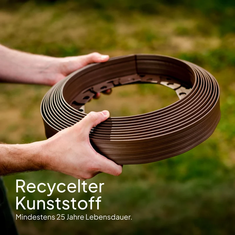 Flexible Rasenkante Kunststoff - Unsichtbare Raseneinfassung aus recyceltem Plastik - Leicht zu verarbeiten