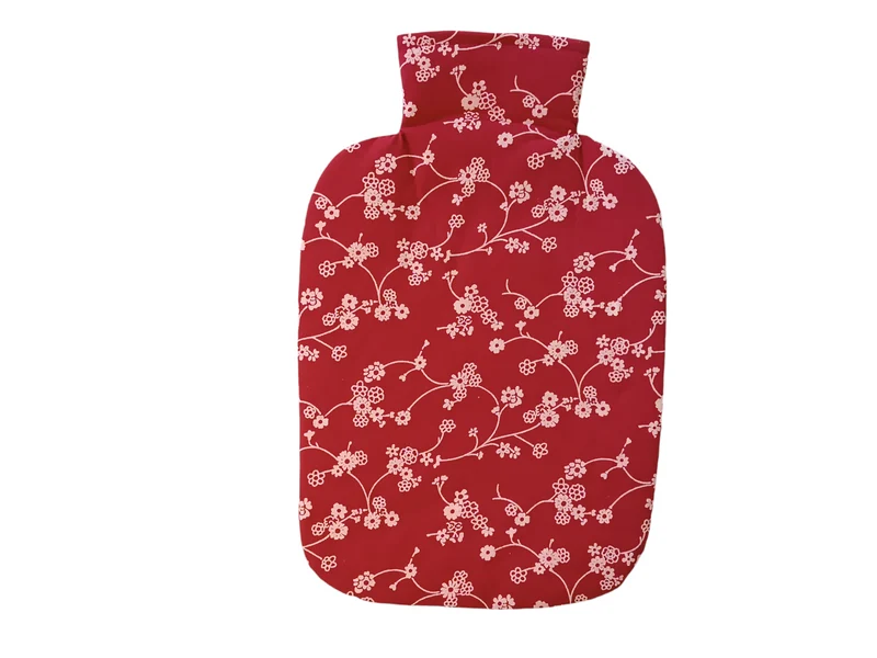 Wärmflasche 2 Liter rot Blumen