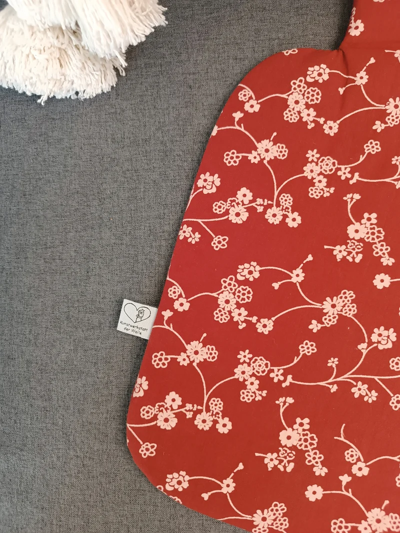 Wärmflasche 2 Liter rot Blumen