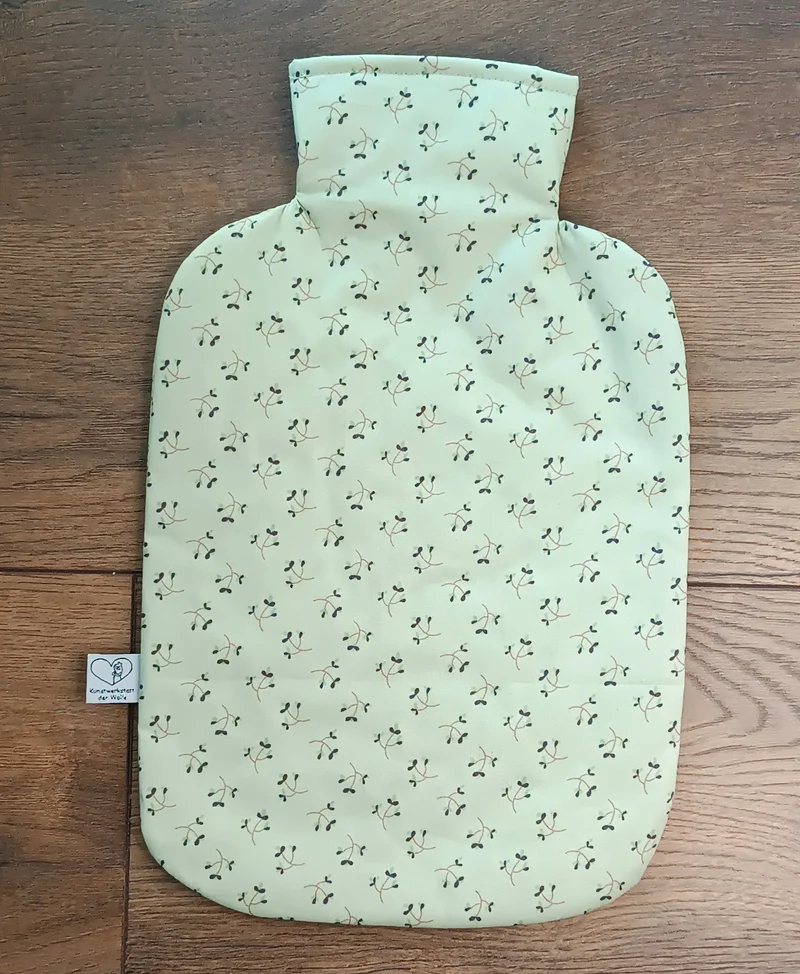 Wärmflasche 2 Liter salbei grün Blumen